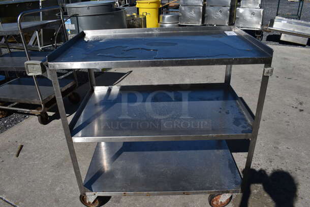 Metal 3 Tier Cart w/ Push Handle on Commercial Casters. 39x21x39.5