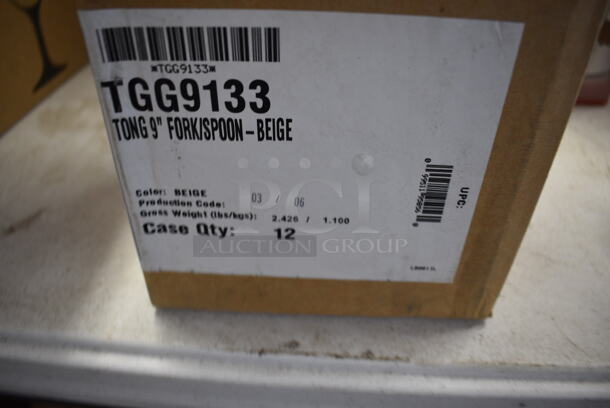 ALL ONE MONEY! Lot of 7 BRAND NEW IN BOX! Tan Poly Tongs! 9.5" - Image 3 of 3