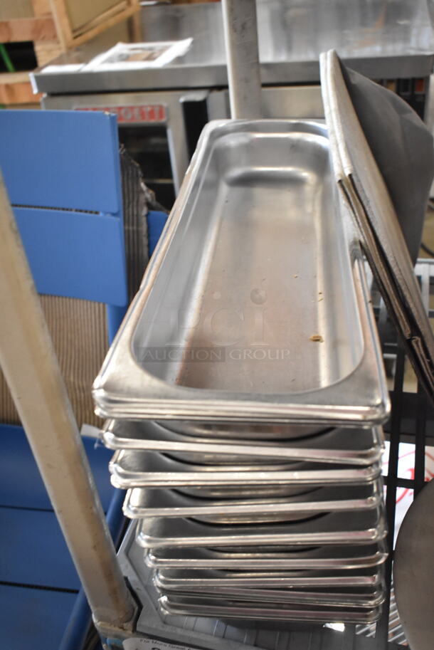 ALL ONE MONEY! Two Tier Lot of Various Items Including Stainless Steel Drop In Bins and Ceramic Dishes. Shelving Unit Not Included.  - Image 3 of 12