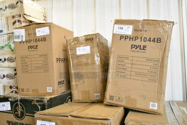 3 Various Items Including 2 Pyle PPHP1044B Portable Bluetooth PA Speaker System 600W Bluetooth Speaker Portable PA System W/ Rechargeable Battery and 1 Pyle PSBT85A 800W Portable Bluetooth PA Speaker 8’’ Subwoofer LED Battery Indicator Lights w/ Built-in Rechargeable Battery. 3 Times Your Bid!  - Image 1 of 6