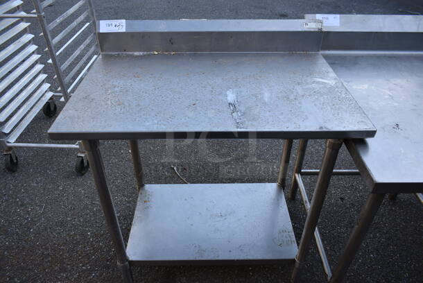 Stainless Steel Commercial Table w/ Back Splash and Under Shelf. - Image 1 of 4