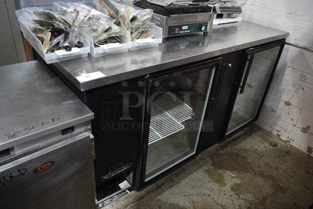 Stainless Steel Commercial 2 Door Back Bar Cooler Merchandiser. Tested and Powers On But Does Not Get Cold