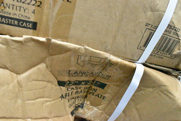 10 Box of 4 BRAND NEW SCRATCH AND DENT! Lancaster Table & Seating 164TB2222  22" x 22" Cross Cast Iron Table Base Plate. 10 Times Your Bid!  - Image 9 of 10