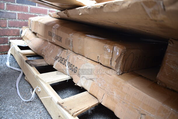 2 BRAND NEW SCRATCH AND DENT! Items; Regency 600ES3060G 30" x 60" 16-Gauge Stainless Steel Equipment Stand with Galvanized Undershelf and Regency 600PR103K 10 Pan End Load Half Height Bun / Sheet Pan Rack - Unassembled. 2 Times Your Bid! May Be Missing Pieces.  - Image 2 of 4