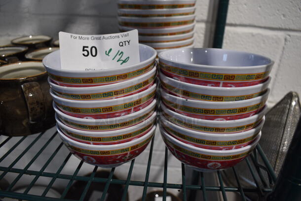 ALL ONE MONEY! Lot of 12 White Poly Red / Green Patterned Bowls. 4.5x4.5x2.5