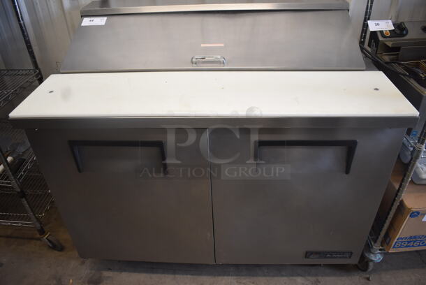 2010 True TSSU-48-12 Sandwich Salad Mega Top Refrigated Prep Table on Commercial Casters. 115 Volt 1 Phase. Tested and Powers On But Does Not Get Cold