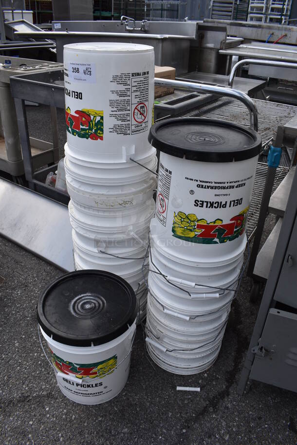 ALL ONE MONEY! Lot of White Poly Buckets and 2 Black Lids - Image 2 of 3