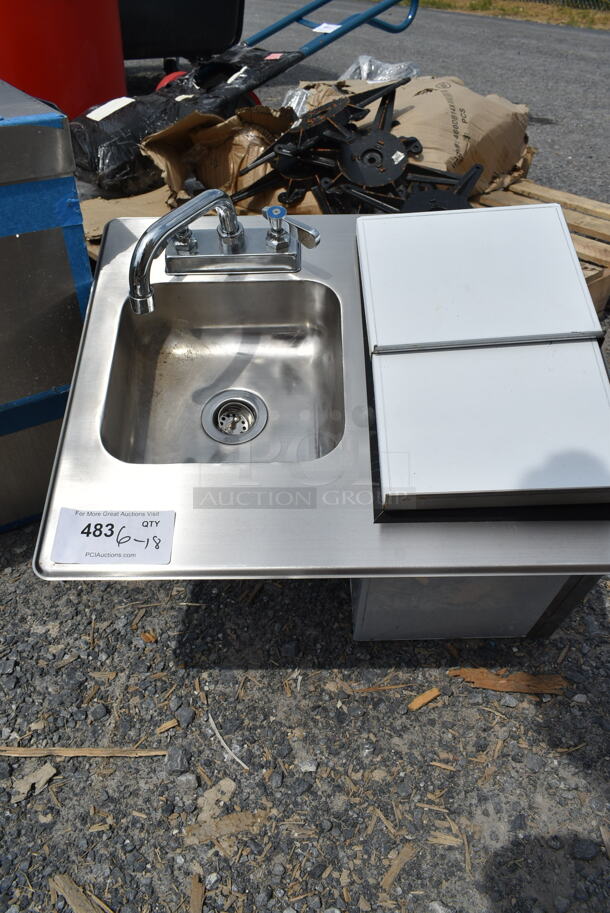 BRAND NEW SCRATCH AND DENT! Stainless Steel Single Bay Sink w/ Faucet, Handles and Right Side Bin. - Image 3 of 6