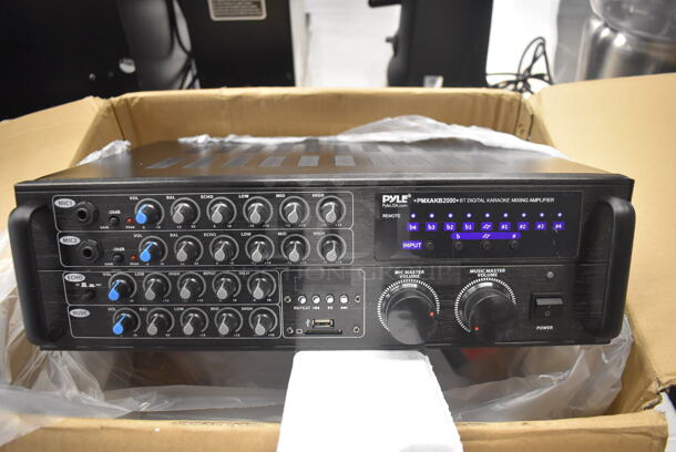 BRAND NEW IN BOX! Pyle PMXAKB2000 BT Digital Karaoke Mixing Amplifier. 17x14x5.5