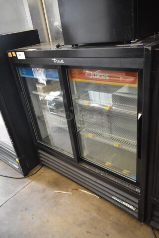 2018 True GDM-41SL-48-HC-LD Metal Commercial 2 Door Reach In Cooler Merchandiser w/ Poly Coated Racks. 115 Volts, 1 Phase. Tested and Working!