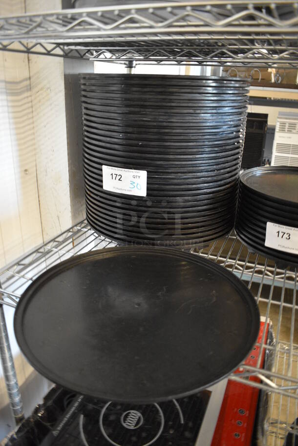 ALL ONE MONEY! Lot of 30 Pizza Hut Black Poly Round Pizza Making System Trays. 15x15x1