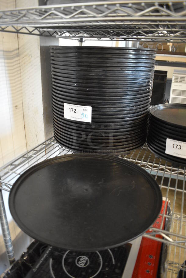 ALL ONE MONEY! Lot of 30 Pizza Hut Black Poly Round Pizza Making System Trays. 15x15x1 - Image 1 of 4