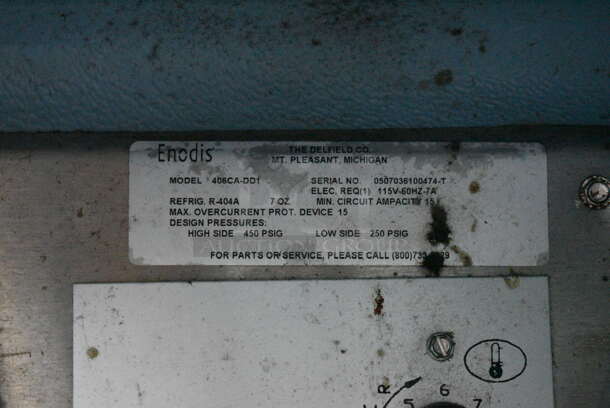 Delfield Model 406CA-DD1 Stainless Steel Commercial Single Door Undercounter Cooler on Commercial Casters. 115 Volts, 1 Phase. 27x27.5x32. Tested and Powers On But Does Not Get Cold - Image 5 of 5