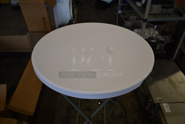 2 BRAND NEW SCRATCH AND DENT! Lancaster Table & Seating White Round Folding Tables. 2 Times Your Bid! - Image 3 of 4