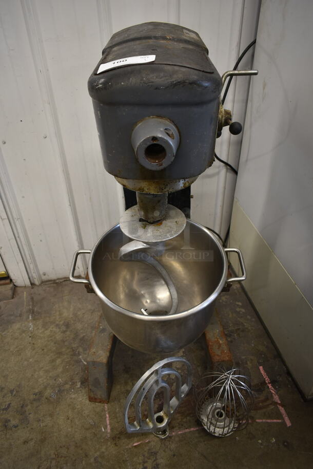 Hobart D300 Metal Commercial 30 Quart Planetary Dough Mixer w/ Stainless Steel Mixing Bowl, Whisk, Paddle and Dough Hook Attachments. 115 Volts, 1 Phase. Tested and Working! - Image 3 of 10