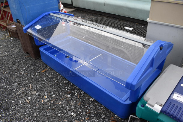 Blue Poly Buffett Station w/ Poly Sneeze Guard. 64x34x28 - Image 3 of 6