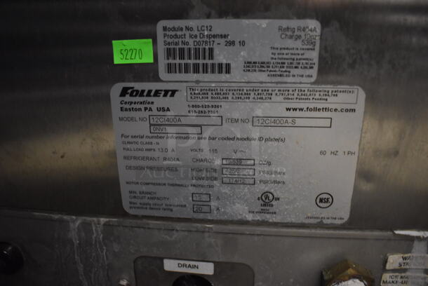 Follett 12CI400A Symphony Series Stainless Steel Commercial Countertop Ice Machine w/ Ice and Water Dispenser. 115 Volts, 1 Phase. 16x23x32 - Image 7 of 8