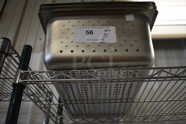 3 BRAND NEW! Stainless Steel Perforated Full Size Drop In Bins. 1/1x6. 3 Times Your Bid! - Image 3 of 3