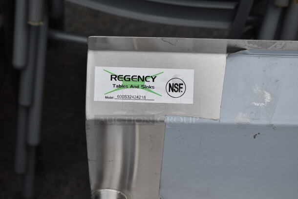 BRAND NEW SCRATCH AND DENT! Regency 600S32424218 Stainless Steel Commercial 3 Bay Sink w/ Dual Drain Board. Bays 24x24x14. No Legs. - Image 9 of 9