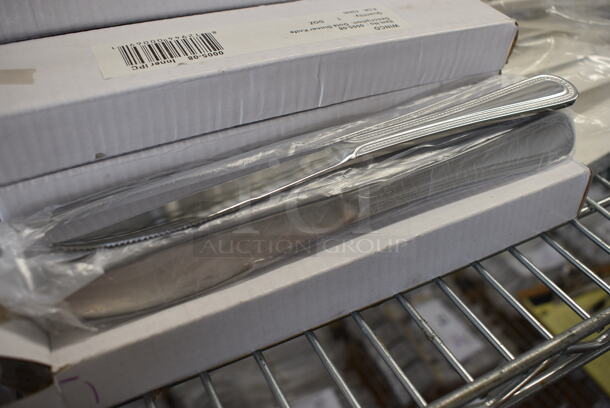 60 BRAND NEW IN BOX! Winco 0005-08 Stainless Steel Dots Dinner Knives. 9