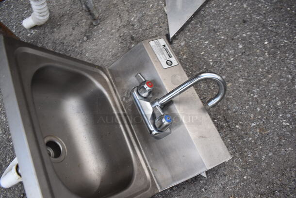 Krowne Stainless Steel Single Bay Wall Mount Sink w/ Faucet and Handles. - Image 3 of 4