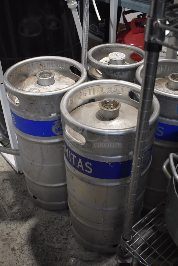 4 Metal Kegs; Three 1/74 Size Barrel and One 1/6 Size Barrel. 11x11x23.5, 9x9x23.5. 4 Times Your Bid! - Image 3 of 4