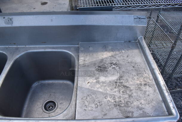 Stainless Steel Commercial 3 Bay Sink w/ Right Side Drain Board. 74x26x42. Bays 16x19x13. Drain Board 19x23x1 - Image 4 of 6