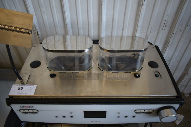 2018 Schaerer Barista Stainless Steel Commercial Countertop 2 Group Espresso Machine w/ 2 Steam Wands and 2 Hoppers. 208/240 Volts, 1 Phase.
 - Image 3 of 8