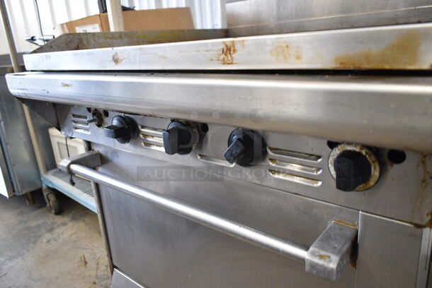 Garland Stainless Steel Commercial Natural Gas Powered Flat Top Griddle w/ Oven.  - Image 3 of 6