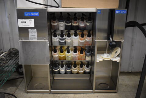 Astro Blender AM-2 Stainless Steel Commercial Countertop Mix-N-Blender w/ 2 Foot Pedals and 39 Bottles. 115 Volts, 1 Phase. 28x11x24.5. Tested and Working!