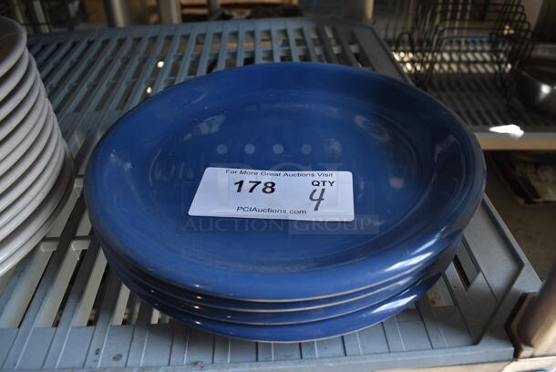 4 Blue Ceramic Plates. 10.5x10.5x1. 4 Times Your Bid!