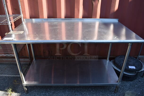 Stainless Steel Commercial Table w/ Commercial Can Opener Mount and Metal Under Shelf. 60x30x37 - Image 1 of 5