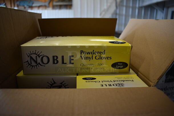 Box of 10 BRAND NEW! Noble Powdered Vinyl Large Gloves - Image 3 of 5