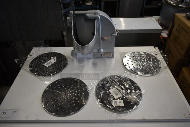 LIKE NEW! Metal Commercial Pelican Head w/ 4 Grating Blades. 3 of the Blades are Brand New. - Image 1 of 11