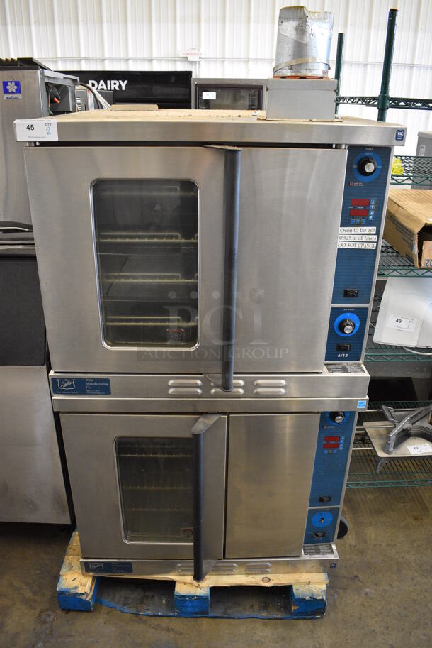 2 Duke 613-G3XX Stainless Steel Commercial Natural Gas Powered Full Size Convection Oven w/ View Through Door, Solid Door and Metal Oven Racks. 38x38x62. 2 Times Your Bid!