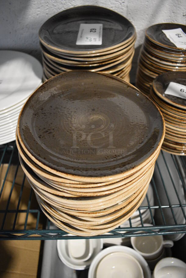 24 Brown Ceramic Plates. 9.75x8.25x1. 24 Times Your Bid!