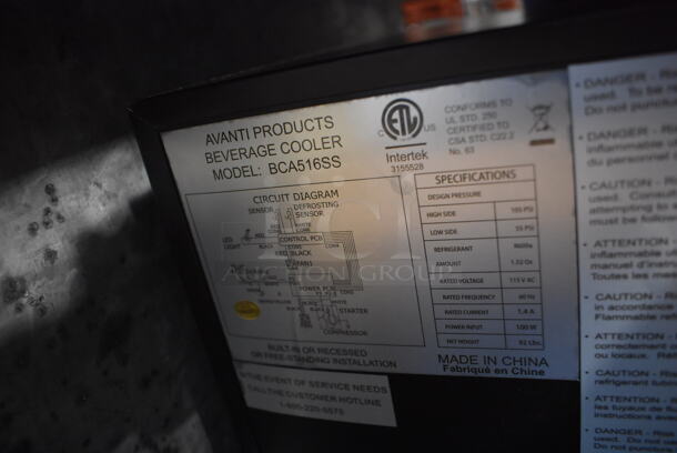 BRAND NEW SCRATCH AND DENT! Avanti BCA516SS Stainless Steel Mini Cooler Merchandiser. 115 Volts, 1 Phase. 23.5x24x34. Tested and Working! - Image 5 of 5
