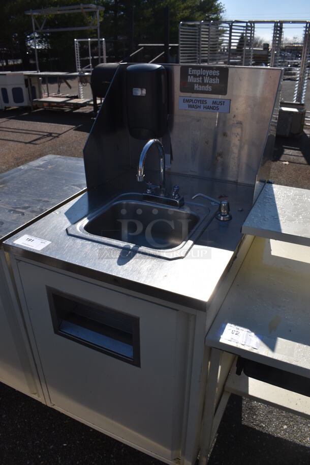 Stainless Steel Single Bay Sink w/ Faucet, Handles, Soap Dispenser, Back Splash and Door. 24x30x53 - Image 2 of 5