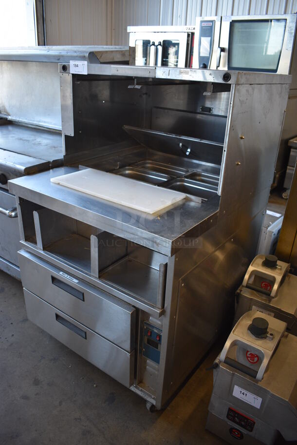Duke Model DPC-38-120-DRW-DR-LM Stainless Steel Commercial Prep Table w/ 2 Drawers on Commercial Casters. 120 Volts, 1 Phase. 32x38x54. Tested and Working! - Image 4 of 10