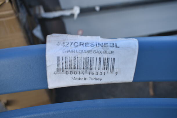 2 BRAND NEW SCRATCH AND DENT! Chairs; 427CRESINSBL Blue Poly Louise Chair and Lancaster Table & Seating 164CMCAFESIL Alloy Series Silver Outdoor Cafe Chair. 2 Times Your Bid! - Image 4 of 7