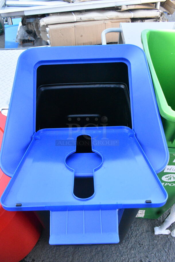 4 BRAND NEW SCRATCH AND DENT! Trash Cans Including 2 Lavex Green Slim Jim Trash Cans, Lavex 475TCRND32RD 32 Gallon Red Round Commercial Trash Can. 4 Times Your Bid! - Image 5 of 11
