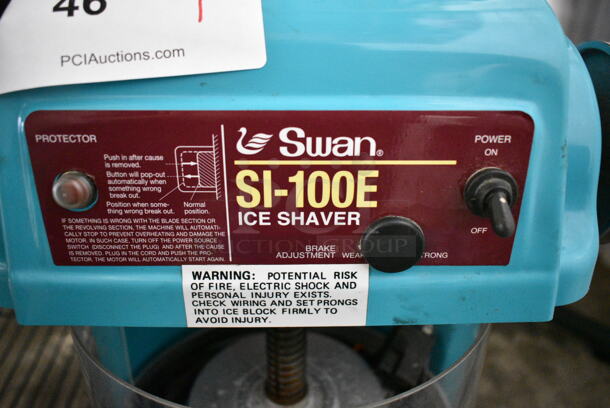 Swan Ice SI-100E Metal Commercial Countertop Ice Shaver. 115 Volts, 1 Phase. Tested and Working! - Image 3 of 6