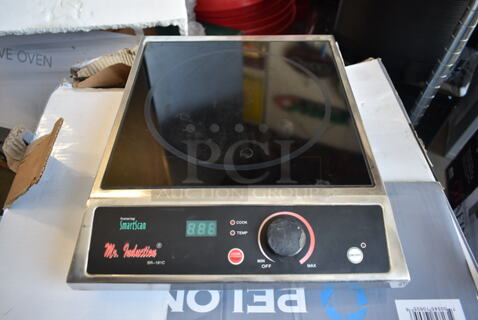 Mr Induction SR-181C Stainless Steel Commercial Countertop Electric Powered Single Burner Induction Range. 120 Volts, 1 Phase. 
