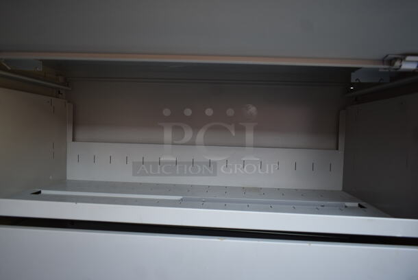 Gray Metal 4 Drawer Filing Cabinet w/ Top Compartment. - Image 2 of 6