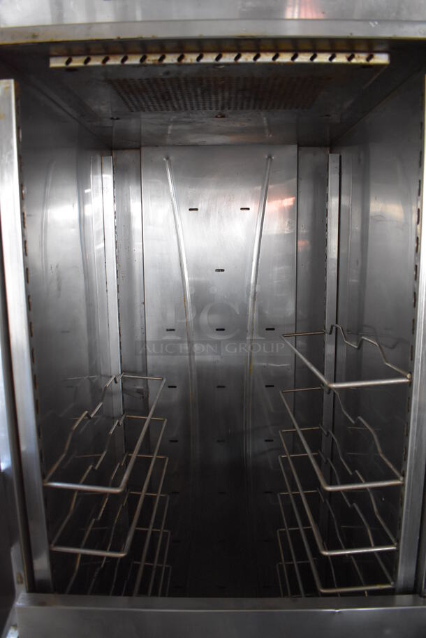 Stainless Steel Commercial 2 Half Size Door Heated Holding Cabinet w/ Thermostatic Controls on Commercial Casters. 31x34x77. Powers On But Does Not Get Warm - Image 3 of 5
