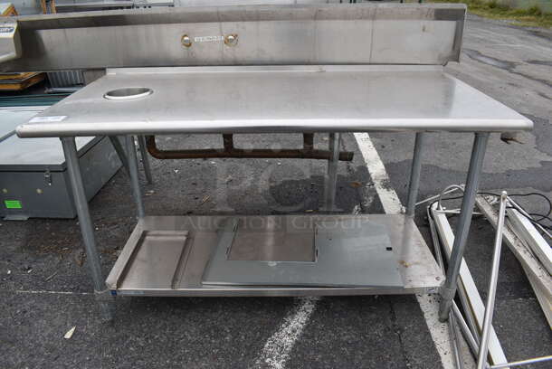 Stainless Steel Table w/ Cut Out and Under Shelf. 60x30.5x35