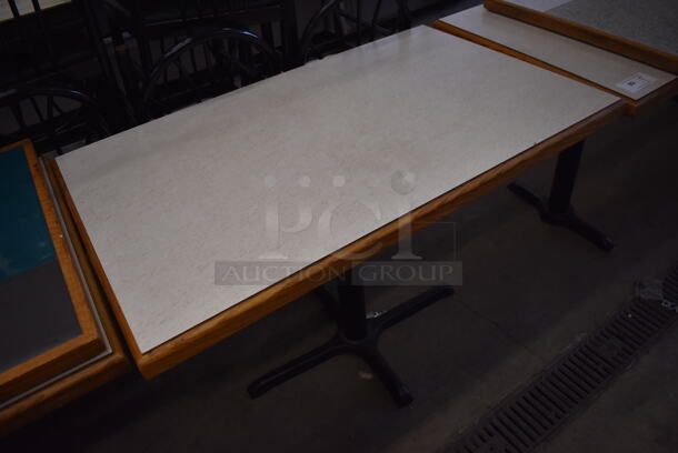 2 Dining Height Table on Black Metal Table Base. Stock Picture - Cosmetic Condition May Vary. 45x28x30. 2 Times Your Bid! - Image 2 of 4
