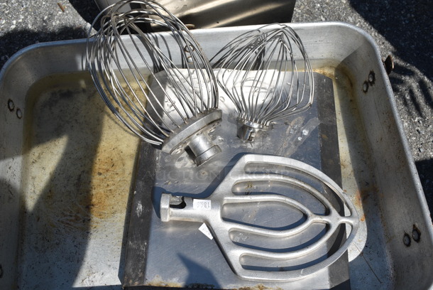 ALL ONE MONEY! Lot of Various Items Including Pelican Head, Whisk Attachments and Paddle Attachment in 2 Metal Bins.  - Image 4 of 9