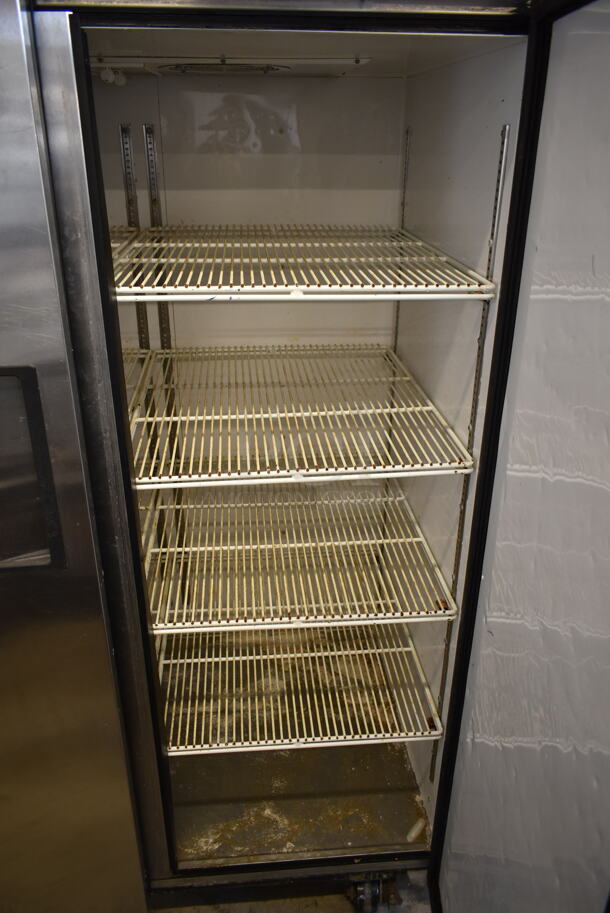 2013 True TG2R-2S ENERGY STAR Stainless Steel Commercial 2 Door Reach In Cooler w/ Poly Coated Racks on Commercial Casters. 115 Volts, 1 Phase. Tested and Working! - Image 8 of 8