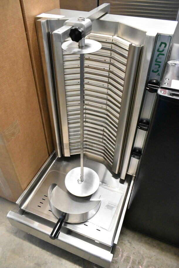 BRAND NEW SCRATCH AND DENT! Visvardis DE 3A Stainless Steel 90 Lb Electric Gyro Machine. 208-240 Volts.  - Image 3 of 11